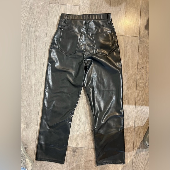 Abercrombie Vegan Leather High Rise Straight Pant - Black, Size 25 Short - Picture 4 of 6